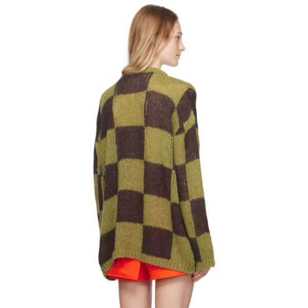  OPEN YY Green & Brown Checker Board Sweater 232731F096008