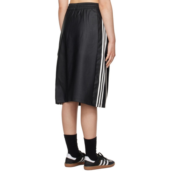 아디다스 아디다스 오리지널 Adidas Originals Black Striped Faux-Leather Midi Skirt 232751F092000