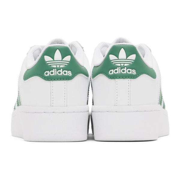 아디다스 아디다스 오리지널 Adidas Originals White & Green Superstar XLG Sneakers 232751F128051