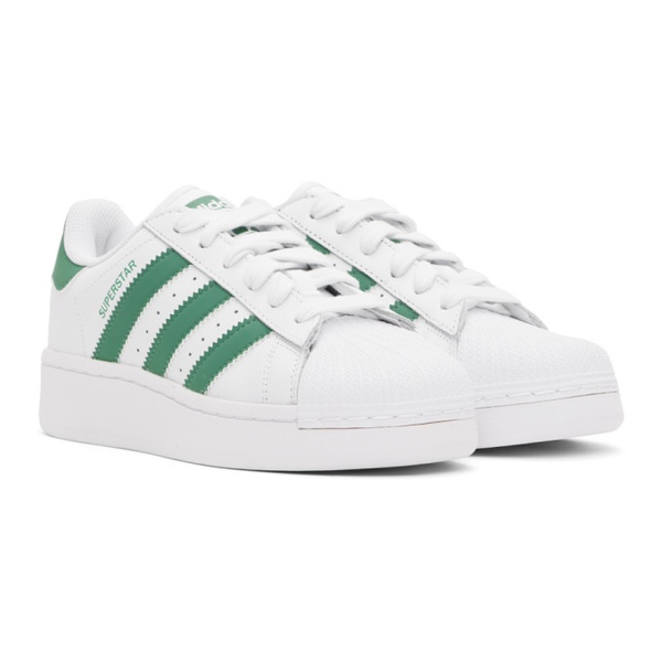 아디다스 아디다스 오리지널 Adidas Originals White & Green Superstar XLG Sneakers 232751F128051