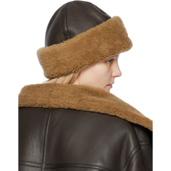 TOTEME Brown Shearling Hat 232771F014005