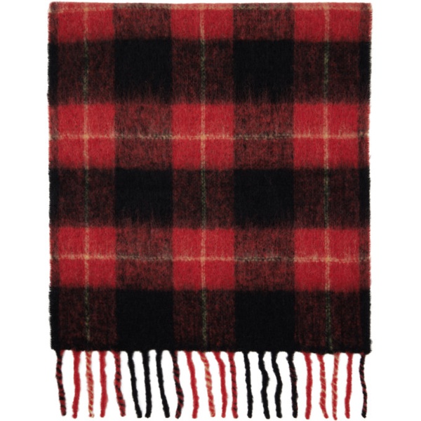  TOTEME Black & Red Check Scarf 232771F028004