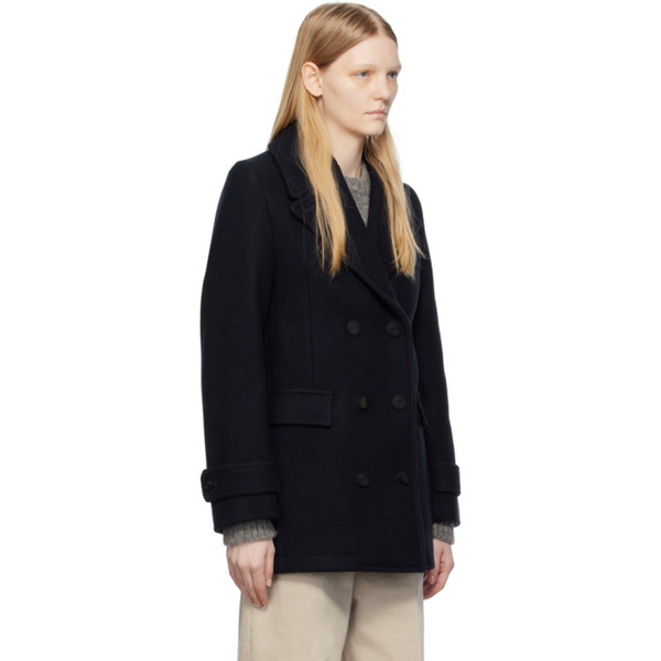  TOTEME Navy Double-Breasted Coat 232771F059007