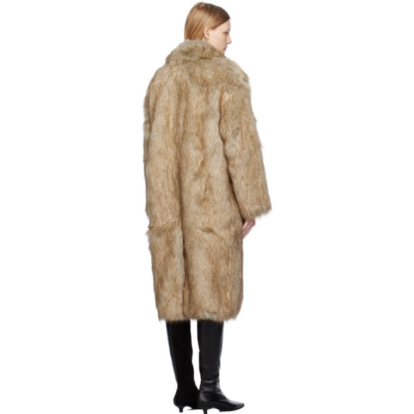  TOTEME Beige Vented Faux-Fur Coat 232771F059012