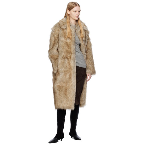  TOTEME Beige Vented Faux-Fur Coat 232771F059012