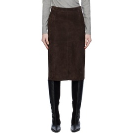 TOTEME Brown Paneled Leather Midi Skirt 232771F092006
