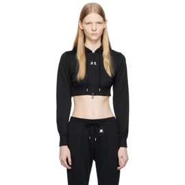 Courreges Black Cropped Hoodie 232783F097000