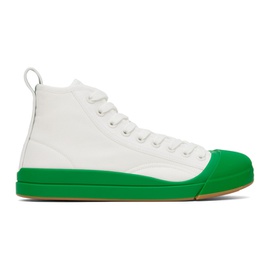 보테가 베네타 Bottega Veneta White & Green Vulcan Sneakers 232798F127000