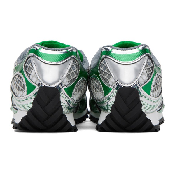 보테가베네타 보테가 베네타 Bottega Veneta Silver & Green Orbit Sneakers 232798F128000