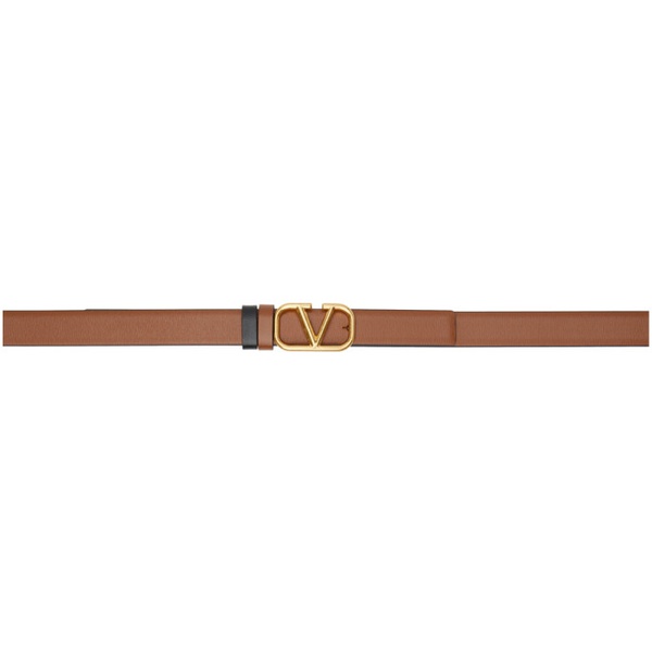 발렌티노 Valentino Garavani Reversible Brown & Black VLogo Belt 232807F001009