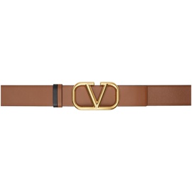 발렌티노 Valentino Garavani Brown Reversible VLogo Belt 232807F001014
