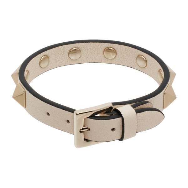  발렌티노 Valentino Garavani 오프화이트 Off-White Rockstud Leather Bracelet 232807F020003