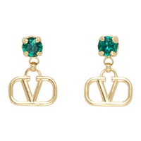 발렌티노 Valentino Garavani Gold & Green VLogo Signature Earrings 232807F022006