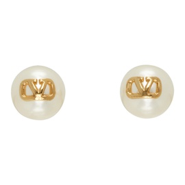 발렌티노 Valentino Garavani White & Gold VLogo Signature Pearl Earrings 232807F022010