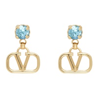 발렌티노 Valentino Garavani Gold & Blue VLogo Signature Earrings 232807F022022