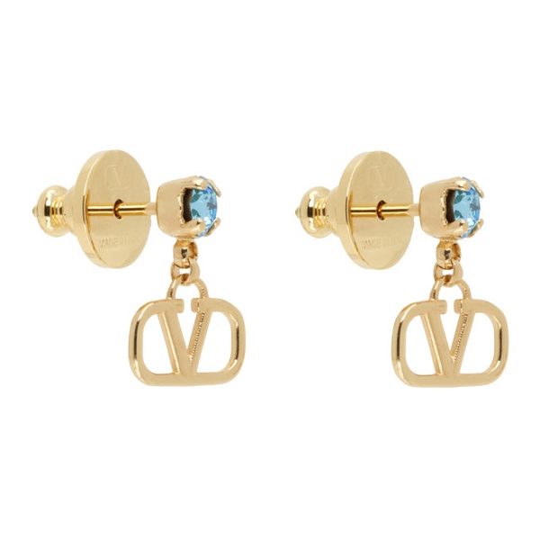  발렌티노 Valentino Garavani Gold & Blue VLogo Signature Earrings 232807F022022