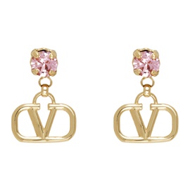 발렌티노 Valentino Garavani Gold & Pink VLogo Signature Earrings 232807F022023