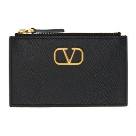 발렌티노 Valentino Garavani Black VLogo Signature Zipper Card Holder 232807F037012