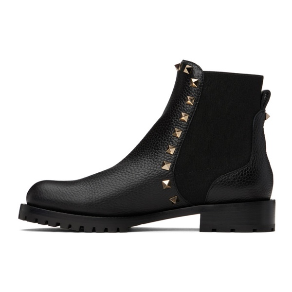  발렌티노 Valentino Garavani Black Rockstud Chelsea Boots 232807F113000