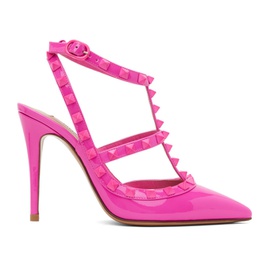 발렌티노 Valentino Garavani Pink Rockstud Heeled Sandals 232807F122016