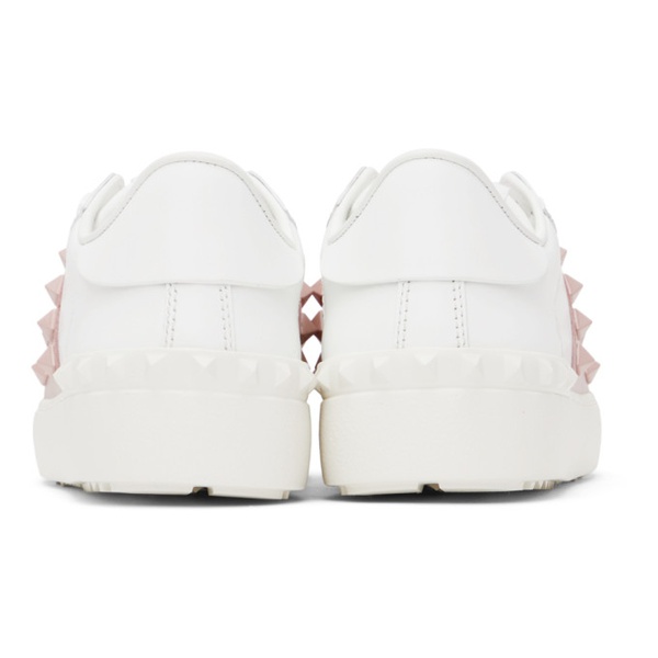  발렌티노 Valentino Garavani White & Pink Rockstud Untitled Sneakers 232807F128003
