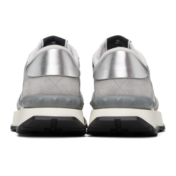  발렌티노 Valentino Garavani Silver & Gray Lacerunner Sneakers 232807F128006