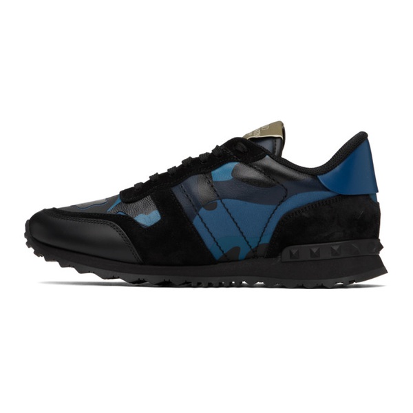  발렌티노 Valentino Garavani Black & Blue Rockrunner Sneakers 232807M237021