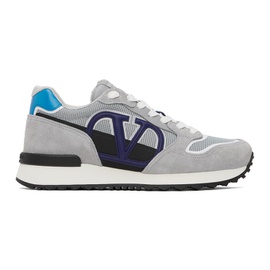 발렌티노 Valentino Garavani Gray & Blue V-Logo Pace Sneakers 232807M237045