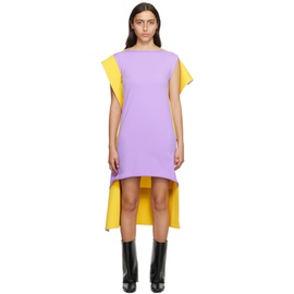 이세이 미야케 ISSEY MIYAKE Purple & Yellow Shaped Canvas Minidress 232809F052005