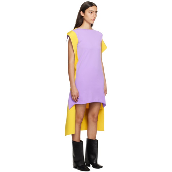  이세이 미야케 ISSEY MIYAKE Purple & Yellow Shaped Canvas Minidress 232809F052005