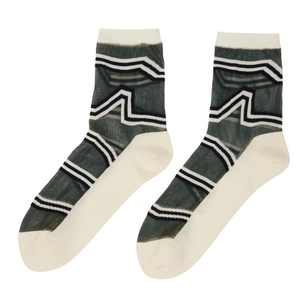  이세이 미야케 ISSEY MIYAKE 오프화이트 Off-White Stripe Socks 232809F076000