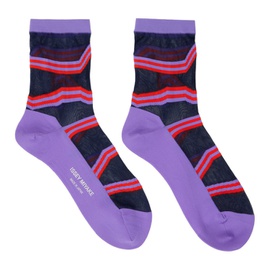 이세이 미야케 ISSEY MIYAKE Purple Stripe Socks 232809F076001