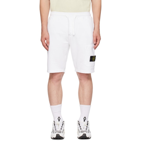 스톤아일랜드 스톤아일랜드 Stone Island White Garment-Dyed Shorts 232828M190007