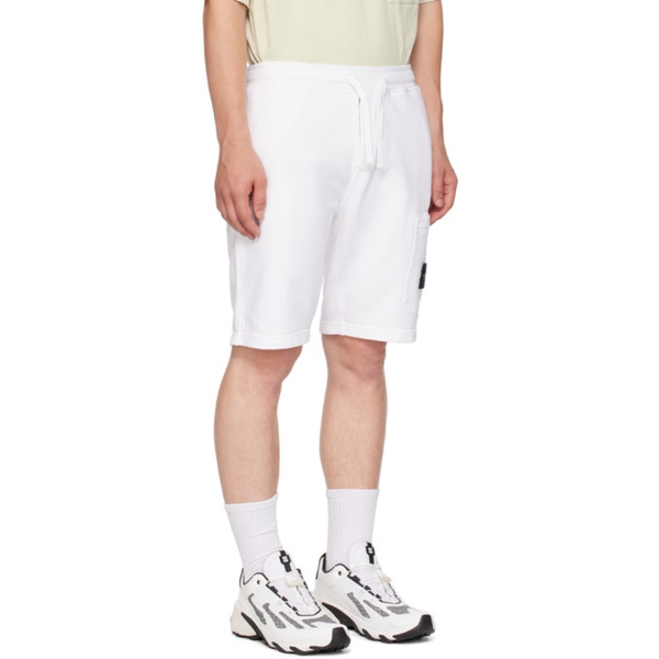 스톤아일랜드 스톤아일랜드 Stone Island White Garment-Dyed Shorts 232828M190007