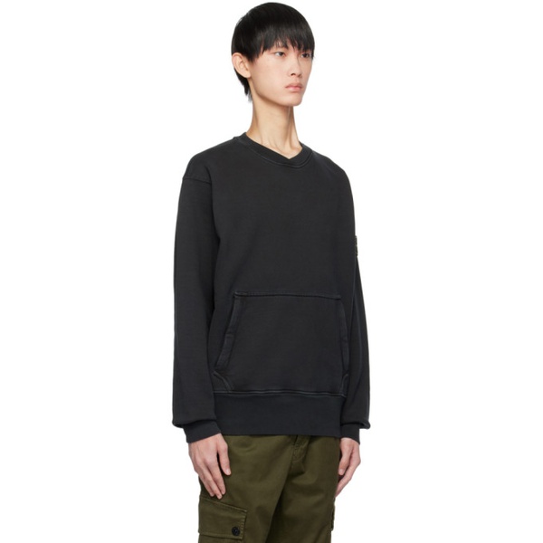 스톤아일랜드 스톤아일랜드 Stone Island Black Garment-Dyed Sweatshirt 232828M204020