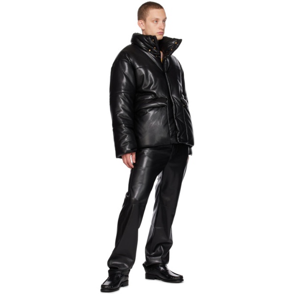  나누쉬카 Nanushka Black Hide Faux-Leather Puffer Jacket 232845M178002