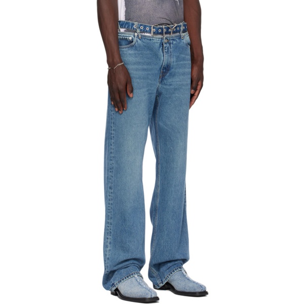  와이프로젝트 Y/Project Blue Y-Belt Jeans 232893M186016