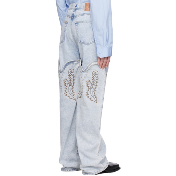  와이프로젝트 Y/Project SSENSE Exclusive Blue Maxi Cowboy Cuff Jeans 232893M186035
