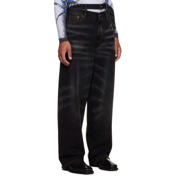  와이프로젝트 Y/Project Black Multi Waistband Jeans 232893M186038