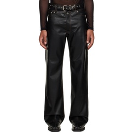 와이프로젝트 Y/Project Black Y Belt Faux-Leather Pants 232893M189000