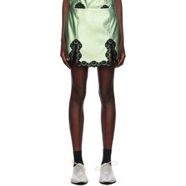 안나수이 Anna Sui Green Metallic Faux-Leather Miniskirt 232894F090000