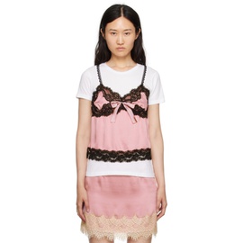 안나수이 Anna Sui White & Pink Deco T-Shirt 232894F111001