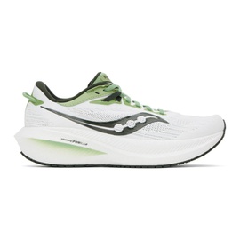 Saucony White & Green Triumph 21 Sneakers 232921M237035