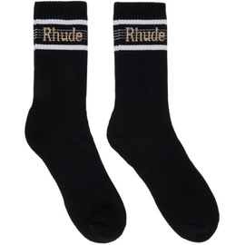 루드 Rhude Black Stripe Sport Socks 232923M220007