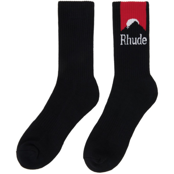  루드 Rhude Black Moonlight Socks 232923M220009