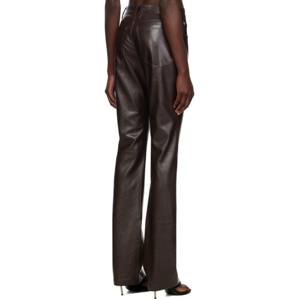  미스비헤이브 MISBHV Brown Straight Fit Faux-Leather Trousers 232937F084005