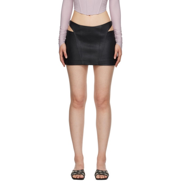  미스비헤이브 MISBHV Black Cutout Faux-Leather Miniskirt 232937F090013