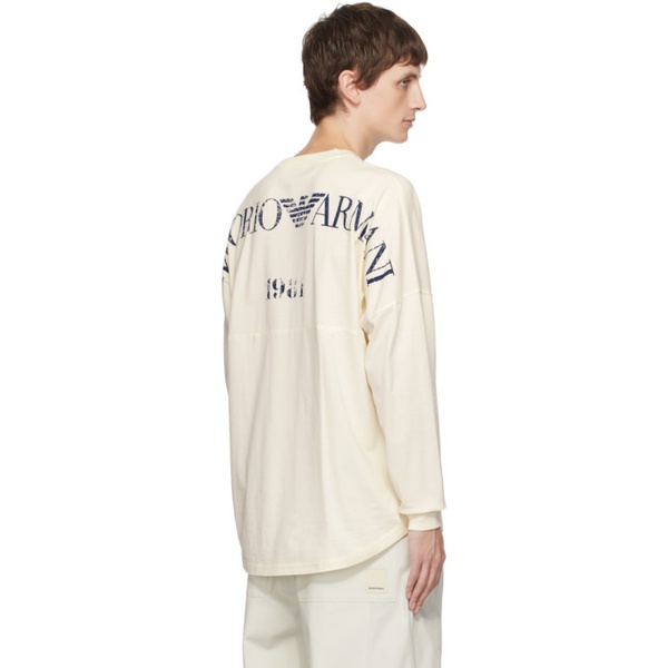  Emporio Armani Beige Drop Shoulder Long Sleeve T-Shirt 232951M213018