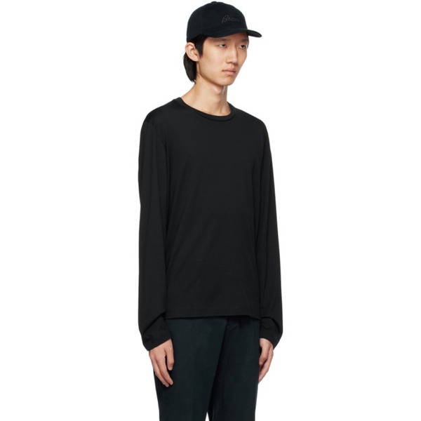  브리오니 Brioni Black Embroidered Long Sleeve T-Shirt 232959M213008
