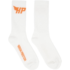헤론 프레스톤 Heron Preston White & Orange HP Fly Socks 232967M220004
